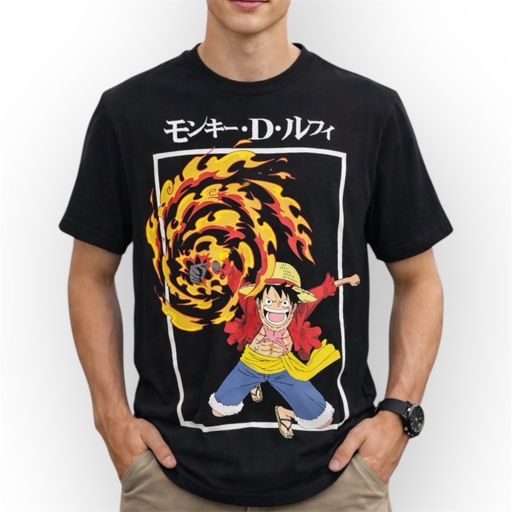 NEPIECE One Piece Boys Anime Graphic T-Shirt | Monkey D. Luffy Black Tee (1184)